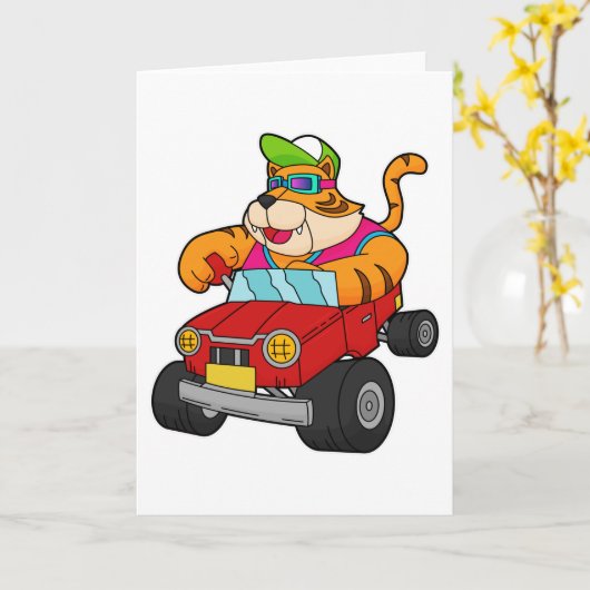Tiger with Car カード (黄色い花)