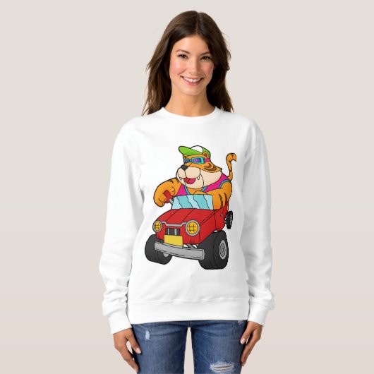 Tiger with Car スウェットシャツ (正面フル)