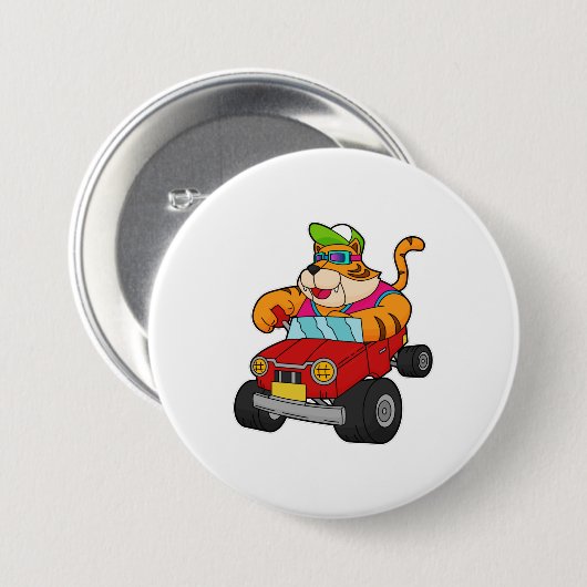 Tiger with Car 缶バッジ (正面&裏面)