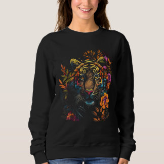 Tiger with Flowers Animal Floral Girl Women Graph スウェットシャツ