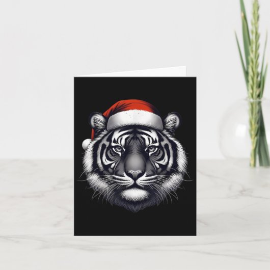 Tiger With Santa Hat Christmas Xmas Lover Zoo Keep カード (正面)