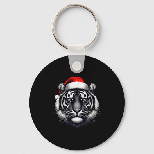 Tiger With Santa Hat Christmas Xmas Lover Zoo Keep キーホルダー (正面)