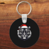 Tiger With Santa Hat Christmas Xmas Lover Zoo Keep キーホルダー (正面)