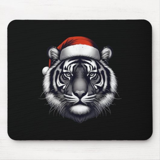 Tiger With Santa Hat Christmas Xmas Lover Zoo Keep マウスパッド (正面)