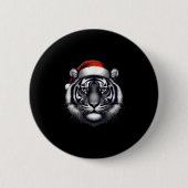 Tiger With Santa Hat Christmas Xmas Lover Zoo Keep 缶バッジ (正面)