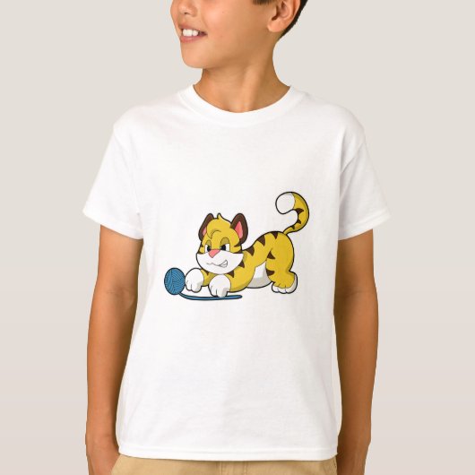 Tiger with Woll yarn ball Tシャツ (正面)