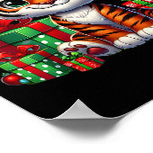 Tiger Xmas Lighting Santa Hat Tiger Christmas  ポスター (角)
