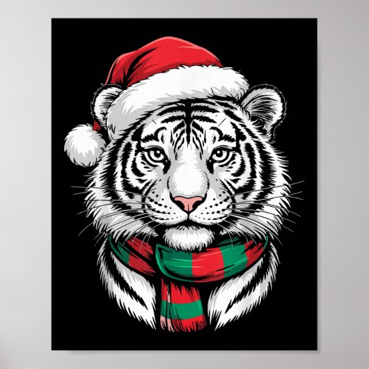 Tiger Xmas Santa Hat F Christmas Costume  ポスター (正面)