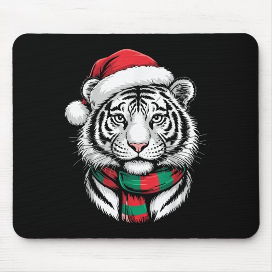 Tiger Xmas Santa Hat F Christmas Costume  マウスパッド (正面)