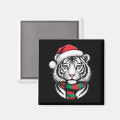 Tiger Xmas Santa Hat F Christmas Costume  マグネット (正面/裏面)