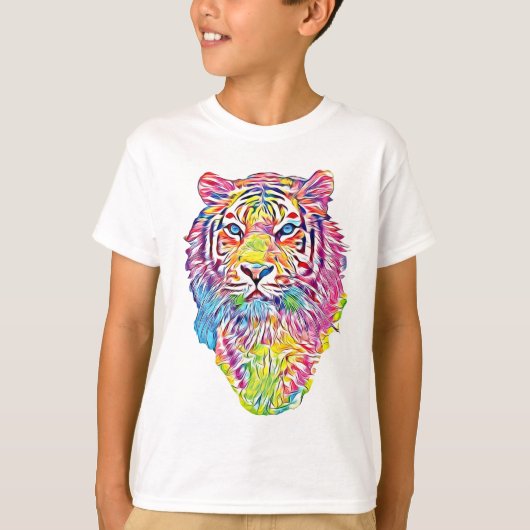 Tigerkopf in Regenbogenfarben Tシャツ (正面)