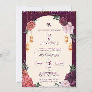 TigerNa Crimson Floral Wedding Invitation 招待状