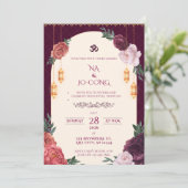 TigerNa Crimson Floral Wedding Invitation 招待状 (スタンド正面)