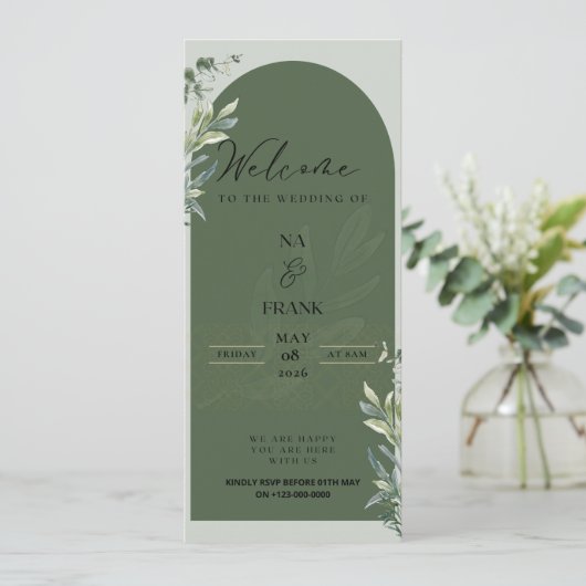 TigerNa Elegant Floral Wedding Invitation 招待状 (スタンド正面)