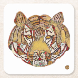 Tiger's Face Square Paper Coaster スクエアペーパーコースター