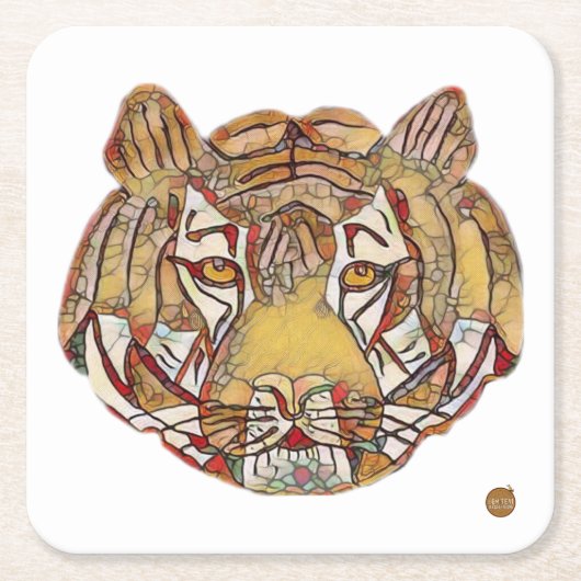 Tiger's Face Square Paper Coaster スクエアペーパーコースター (正面)