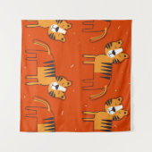 Tigers, hand drawn backdrop. Colorful seamless pat タペストリー (正面(横))