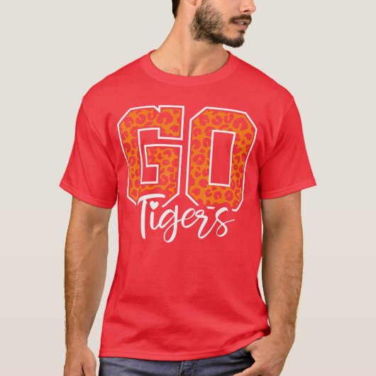 Tigers School Sports Faneam Spirit Mascot Cute Hea Tシャツ (正面)