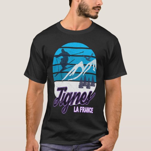 Tignes France French Alps Ski Resort Snowboarding  Tシャツ (正面)