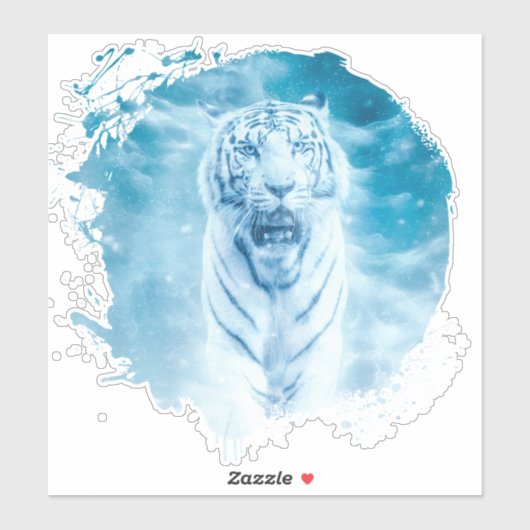 Tigre Blanc Animal Vie Sauvage Jungle Nature シール (シート)