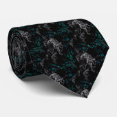 Tigre entouré de fleurs turquoise Cravate ネクタイ (ロール)