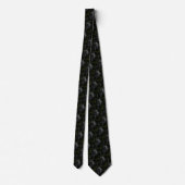 Tigre entouré de fleurs Vert olive Cravate ネクタイ (裏面)