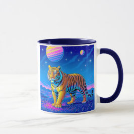 Tigre puissant dans un paysage cosmique. マグカップ