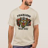 Tigre tattoo old school fleur fearless wild soul tシャツ (正面)