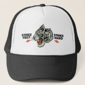 Tigre tattoo slogan strike first hard キャップ (正面)
