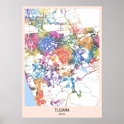 Tijuana Mexico City Map ポスター (正面)