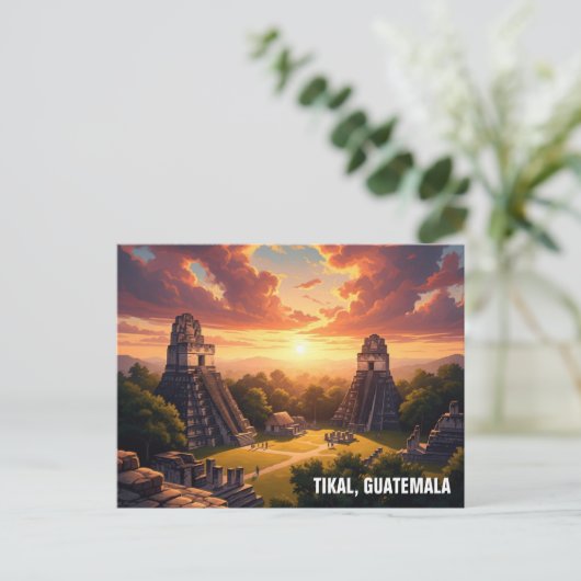 Tikal Guatemala Sunset ポストカード (スタンド正面)