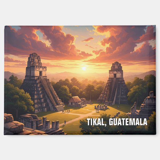 Tikal Guatemala Sunset マグネット (正面)