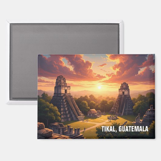 Tikal Guatemala Sunset マグネット (正面/裏面)