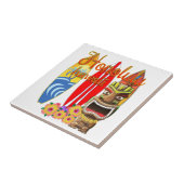 Tikiおもしろいなホノルルハワイのサーフィン タイル (側面)