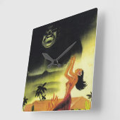 Tikiのお祭り騒ぎの時間! スクエア壁時計 (傾斜)