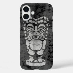Tikiのろうけつ染めを笑わせているMakapuuのビーチのハワイアン iPhone 16 Plusケース