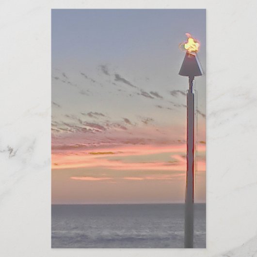 Tikiのトーチの日没の静止した紙 便箋 (正面)