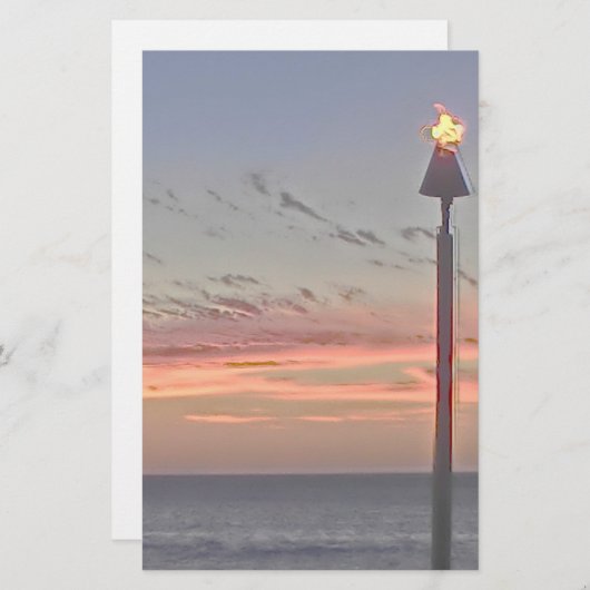 Tikiのトーチの日没の静止した紙 便箋 (正面/裏面)