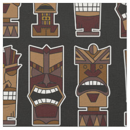 Tikiのパーティーの生地ブラウンおよび黒 ファブリック