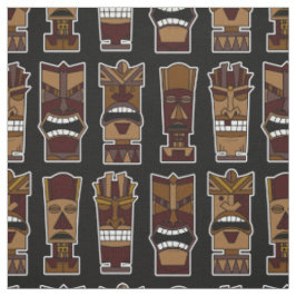 Tikiのパーティーの生地ブラウンおよび黒 ファブリック