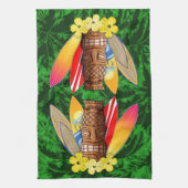Tikiのマスクおよびサーフボード キッチンタオル (縦)