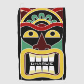 Tikiのマスクの名前をカスタムするのゴルフタオル ゴルフタオル (正面)