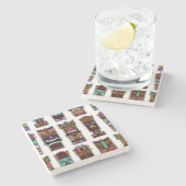 Tikiのマスクパターン ストーンコースター (横)