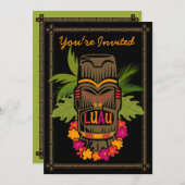 Tikiのルアウ(ハワイ式宴会)のパーソナライズな招待状 招待状 (正面/裏面)