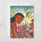 Tikiの熱帯レイのハワイのプールを囲んでのパーティINVITATON 招待状 (正面)