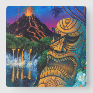 Tikiの神の時計 スクエア壁時計