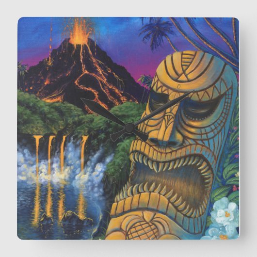 Tikiの神の時計 スクエア壁時計 (正面)