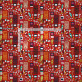 tikiの赤 ファブリック (タイル)