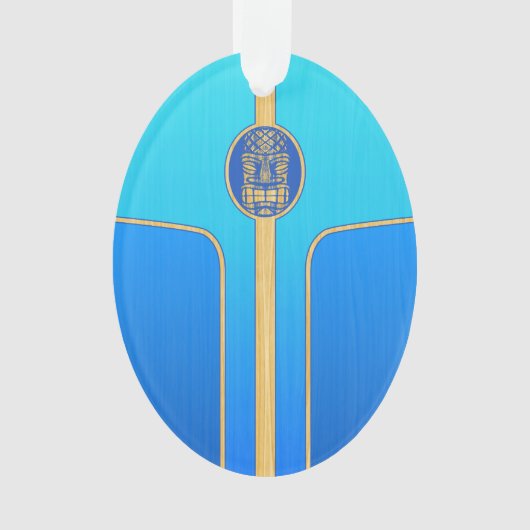 Tikiの青いレトロのサーフボード オーナメント (正面)
