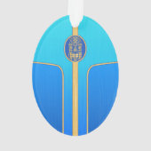 Tikiの青いレトロのサーフボード オーナメント (裏面)